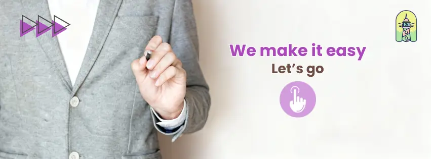 Bannière de contact KYRANIS SEO avec slogan “We make it easy – Let’s go”, design par Mahdi AZZOUZ