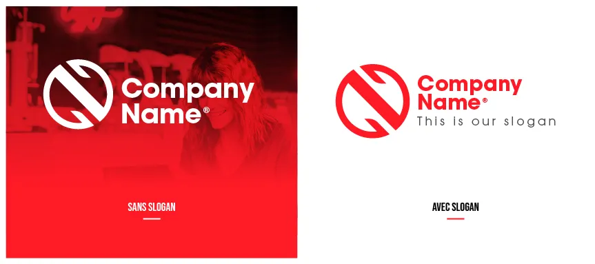 Voici une idée de logo design style abstrait avec et sans slogan pour une meilleure adaptabilité